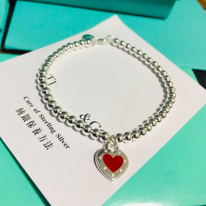 [Eterna Jewels]LOVE TIFFANY RED HEART TAG BEAD BRACELET