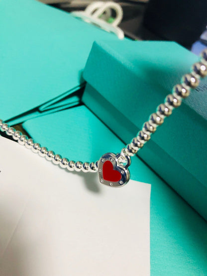 [Eterna Jewels]LOVE TIFFANY RED HEART TAG BEAD BRACELET