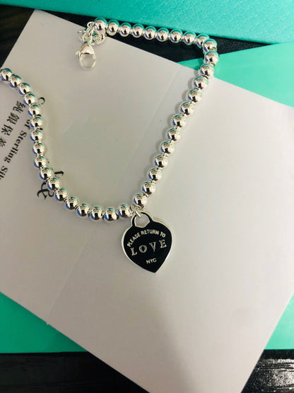 [Eterna Jewels]LOVE TIFFANY RED HEART TAG BEAD BRACELET