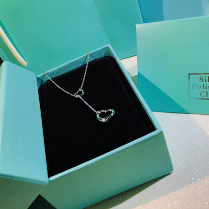 [Eterna Jewels]OPEN HEART LARIAT NECKLACE SILVER