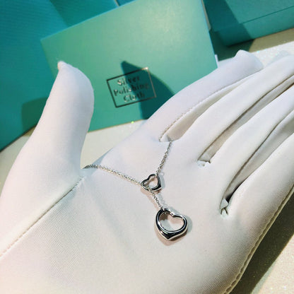 [Eterna Jewels]OPEN HEART LARIAT NECKLACE SILVER