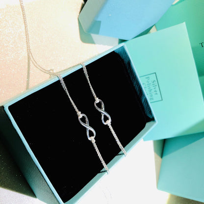 [Eterna Jewels]SILVER INFINITY DOUBLE CHAIN NECKLACE