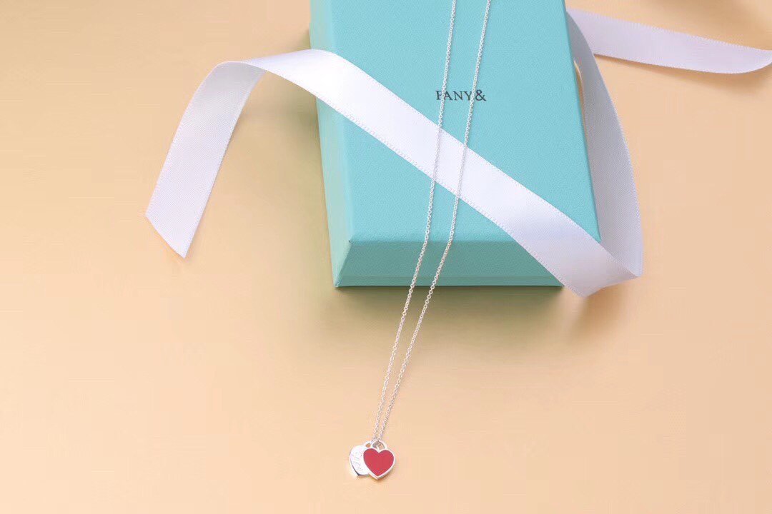 [Eterna Jewels]DOUBLE HEART TAG PENDANT SILVER MINI NECKLACE