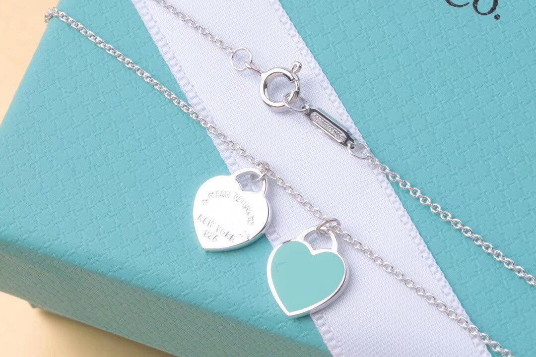 [Eterna Jewels]DOUBLE HEART TAG PENDANT SILVER MINI NECKLACE