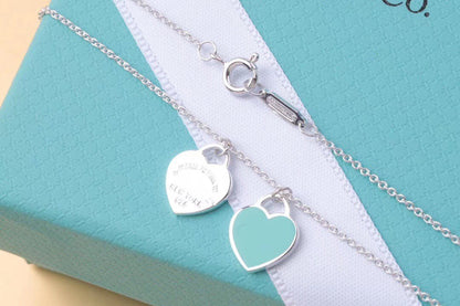 [Eterna Jewels]DOUBLE HEART TAG PENDANT SILVER MINI NECKLACE