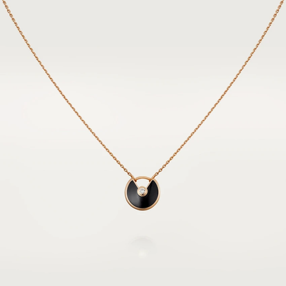 [Eterna Jewels]AMULETTE ROSE GOLD ONYX NECKLACE