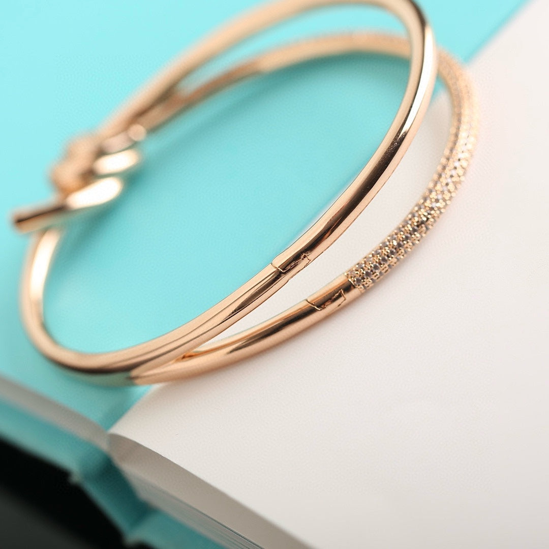 [Eterna Jewels]KNOT DOUBLE ROW PINK GOLD DIAMOND BRACELET