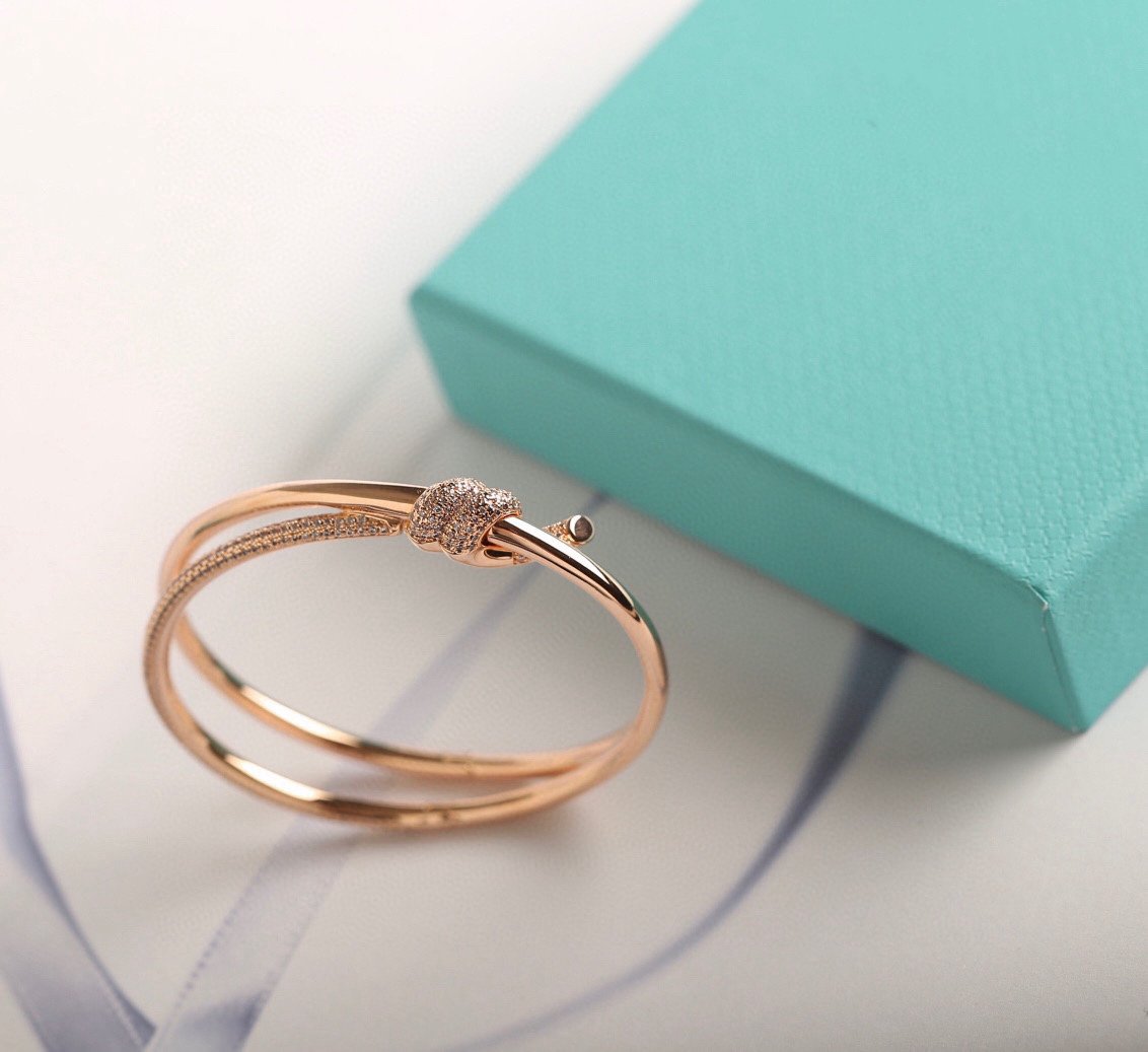 [Eterna Jewels]KNOT DOUBLE ROW PINK GOLD DIAMOND BRACELET