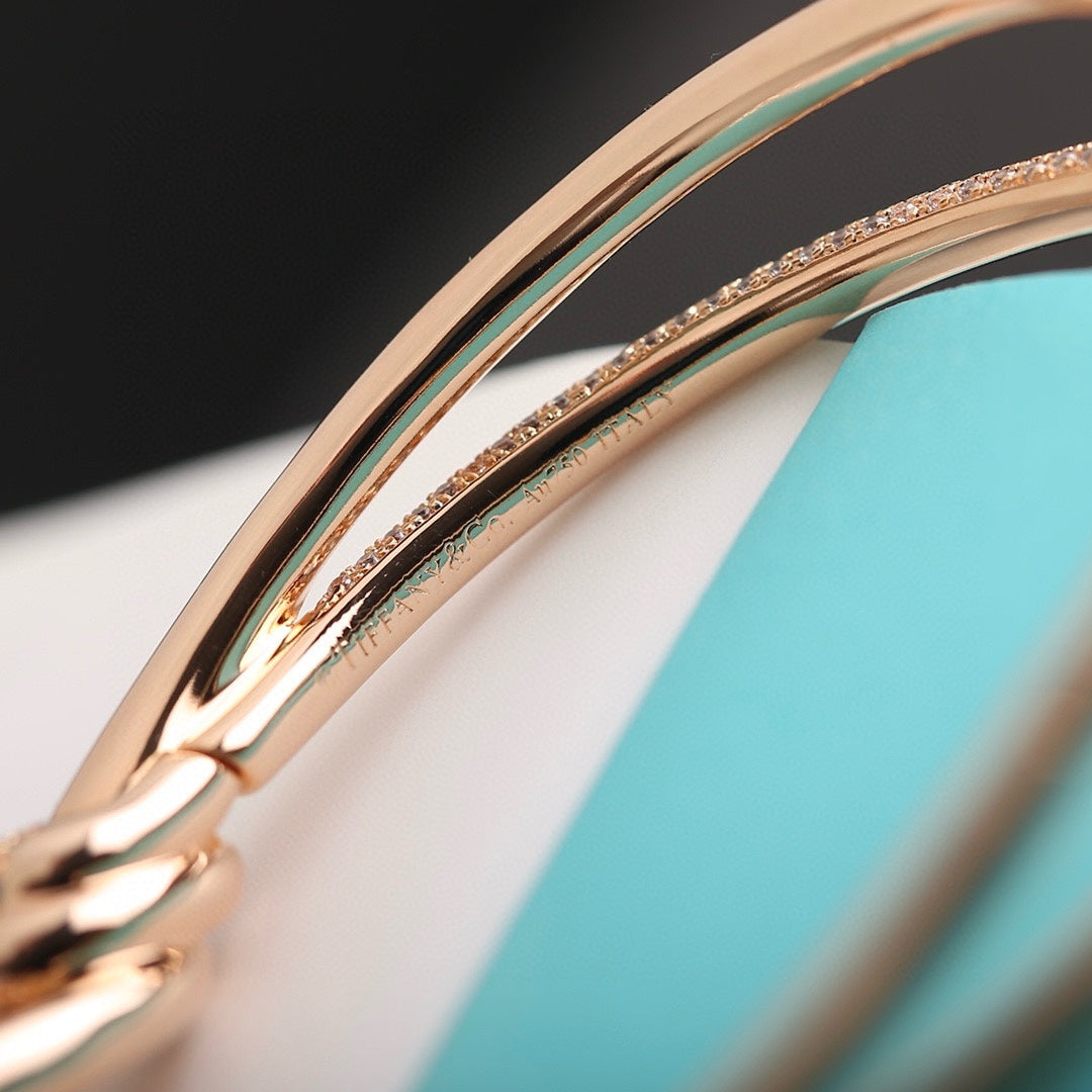 [Eterna Jewels]KNOT DOUBLE ROW PINK GOLD DIAMOND BRACELET