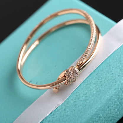 [Eterna Jewels]KNOT DOUBLE ROW PINK GOLD DIAMOND BRACELET