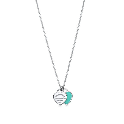[Eterna Jewels]DOUBLE HEART TAG PENDANT SILVER MINI NECKLACE