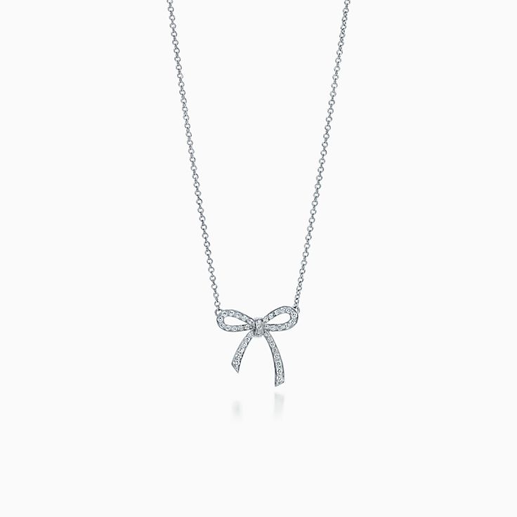 [Eterna Jewels]RIBBON NECKLACE BOW PENDANT DIAMOND CHARM CHAIN