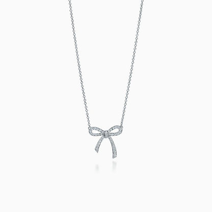 [Eterna Jewels]RIBBON NECKLACE BOW PENDANT DIAMOND CHARM CHAIN