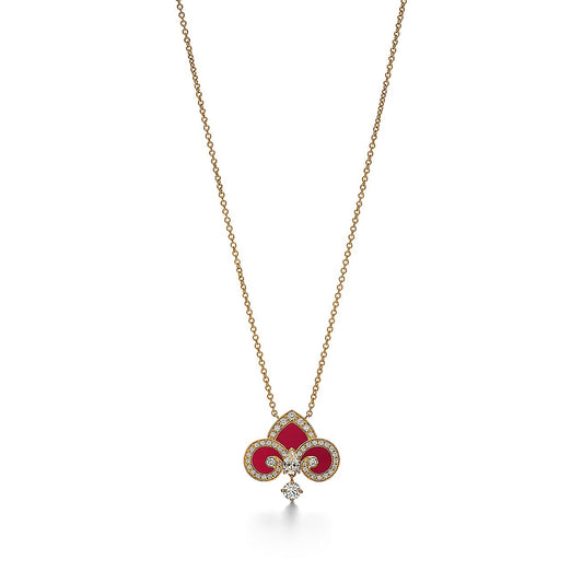 [Eterna Jewels]FLEUR DE LIS PINK GOLD DIAMOND NECKLACE