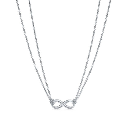 [Eterna Jewels]SILVER INFINITY DOUBLE CHAIN NECKLACE