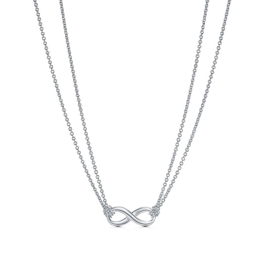 [Eterna Jewels]SILVER INFINITY DOUBLE CHAIN NECKLACE