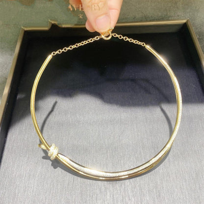 [Eterna Jewels]KNOT DOUBLE ROW NECKLACE IN YELLOW GOLD WITH DIAMONDS