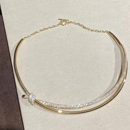 [Eterna Jewels]KNOT DOUBLE ROW NECKLACE IN YELLOW GOLD WITH DIAMONDS