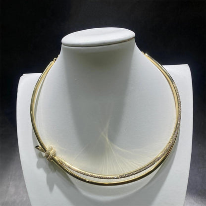 [Eterna Jewels]KNOT DOUBLE ROW NECKLACE IN YELLOW GOLD WITH DIAMONDS