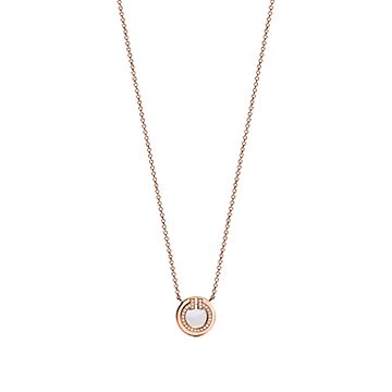 [Eterna Jewels]DIAMOND AND MOTHER PEARL CIRCLE NECKLACE PENDANT