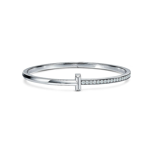 [Eterna Jewels]NARROW T1 HINGED BANGLE DIAMOND SILVER