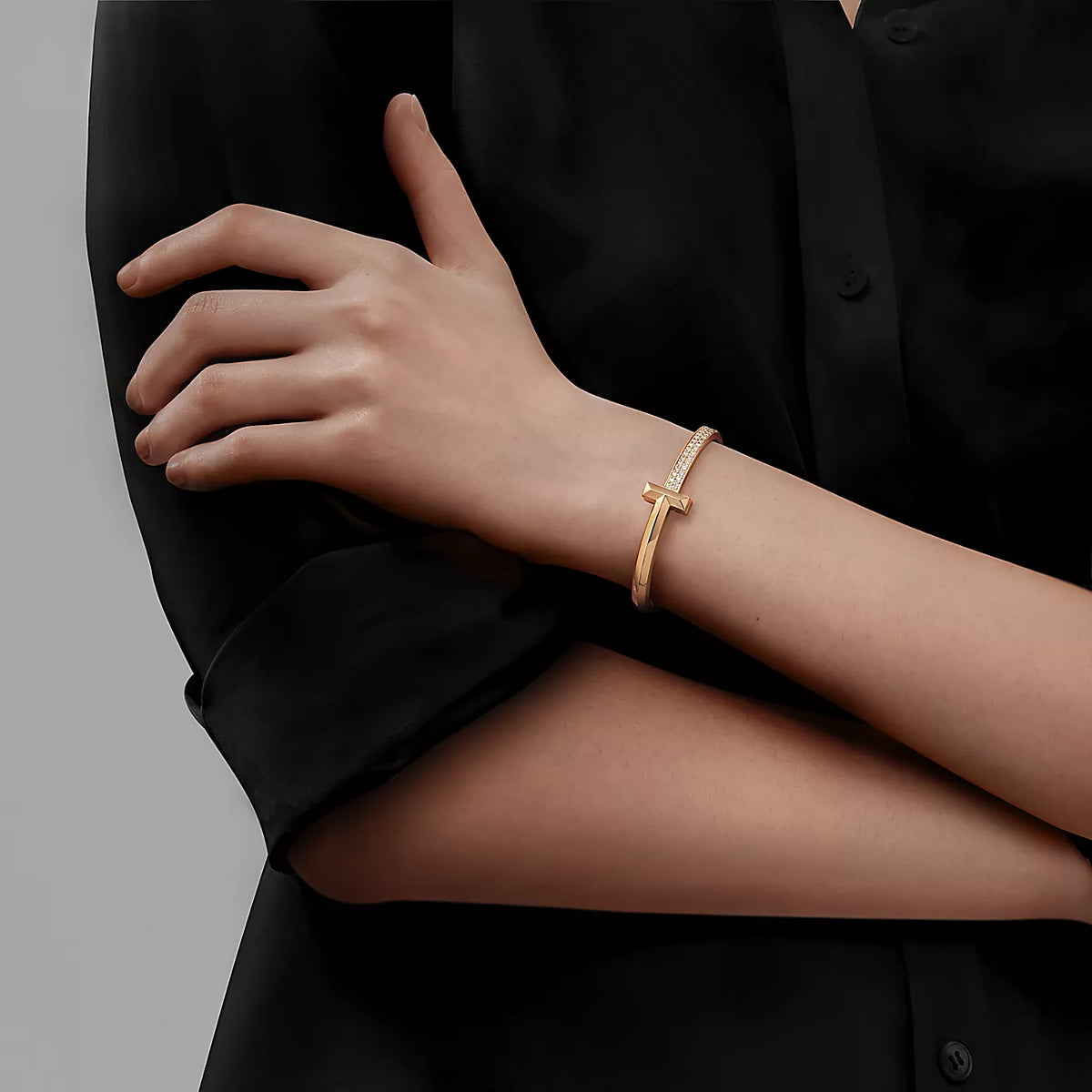 [Eterna Jewels]T1 WIDE DIAMOND HINGED BANGLE PINK GOLD