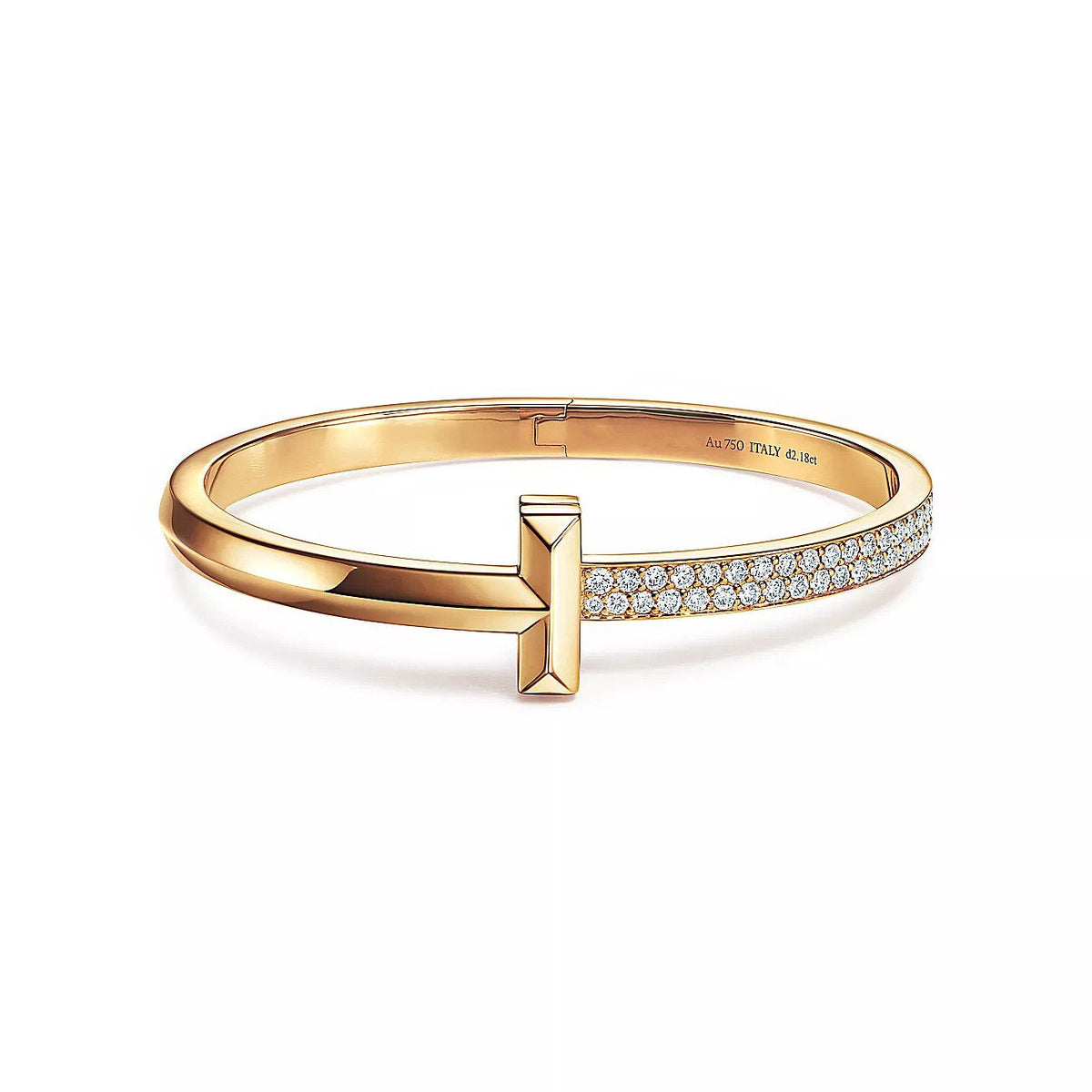 [Eterna Jewels]T1 WIDE DIAMOND HINGED BANGLE PINK GOLD