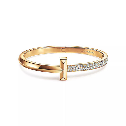 [Eterna Jewels]T1 WIDE DIAMOND HINGED BANGLE PINK GOLD