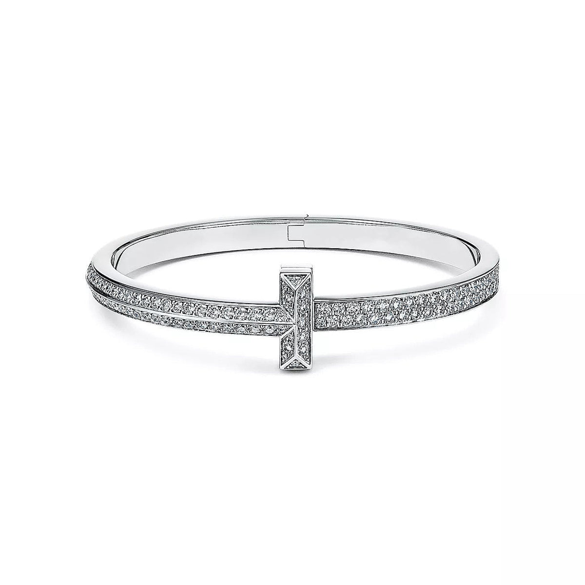 [Eterna Jewels]WIDE DIAMONDS HINGED BANGLE SILVER