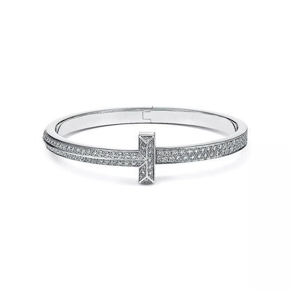 [Eterna Jewels]WIDE DIAMONDS HINGED BANGLE SILVER
