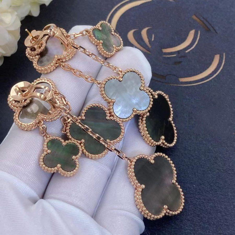 [Eterna Jewels]CLOVER EARRINGS DARK MOP 4 MOTIFS ROSE GOLD