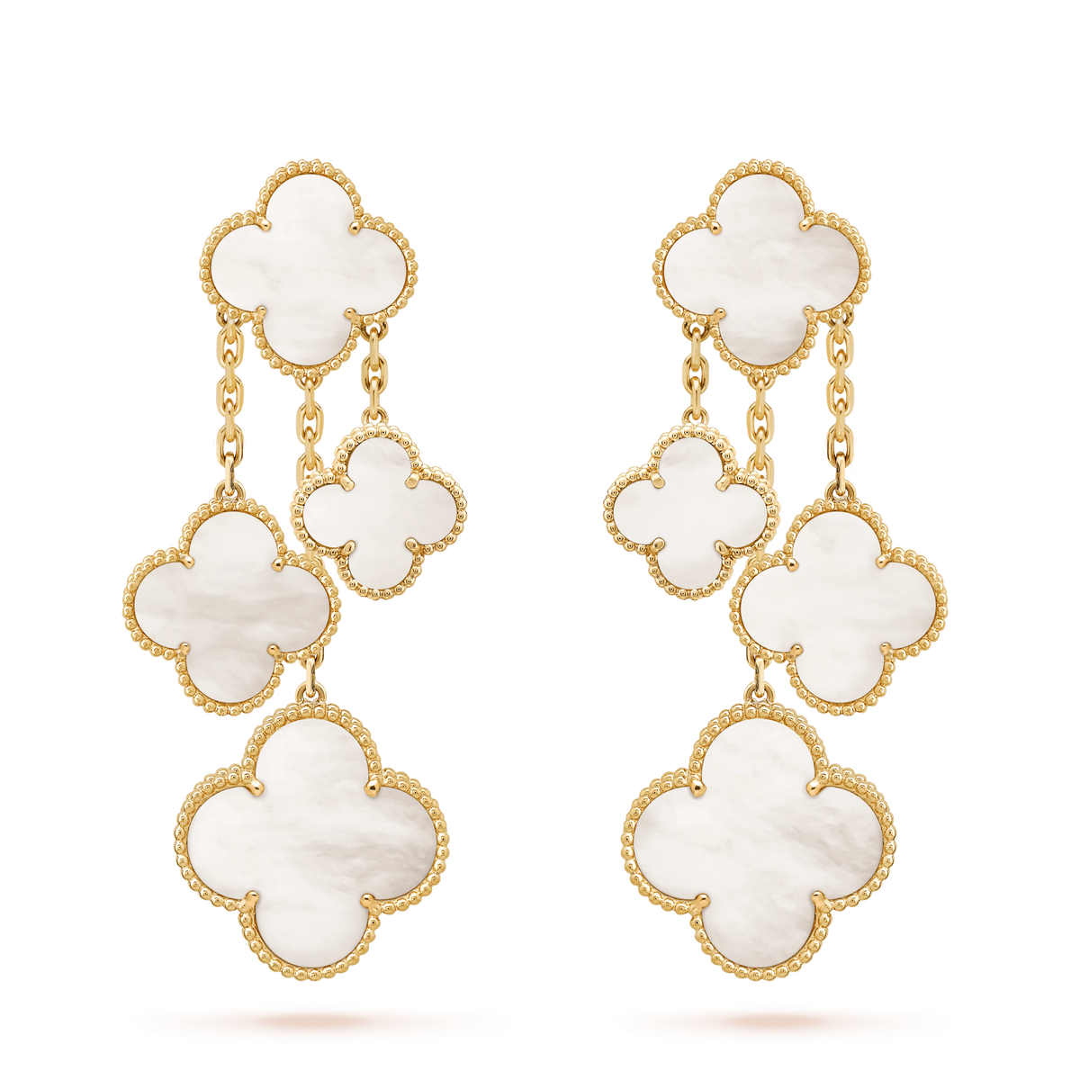 [Eterna Jewels]CLOVER EARRINGS WHITE MOP 4 MOTIFS GOLD