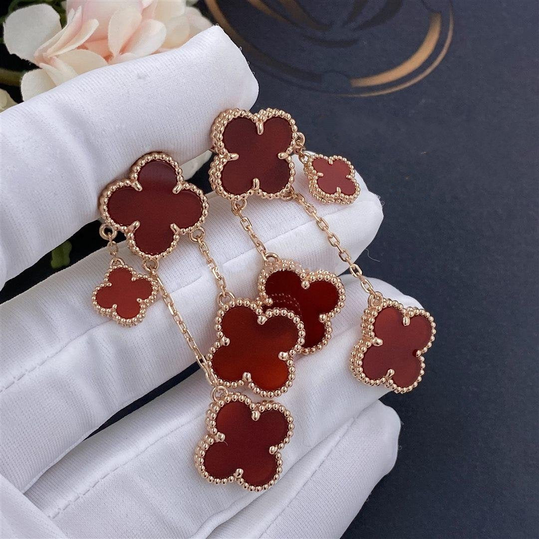 [Eterna Jewels]CLOVER EARRINGS CARNELIAN 4 MOTIFS PINK GOLD