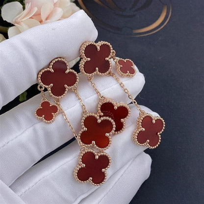 [Eterna Jewels]CLOVER EARRINGS CARNELIAN 4 MOTIFS PINK GOLD