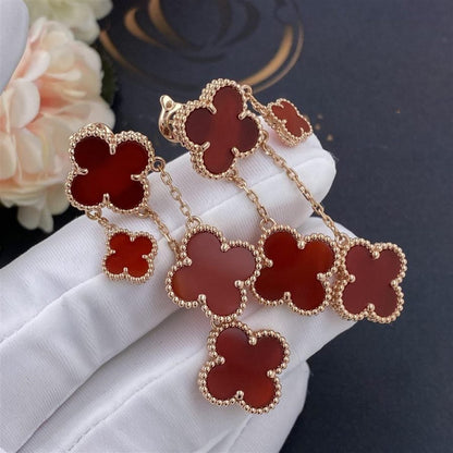 [Eterna Jewels]CLOVER EARRINGS CARNELIAN 4 MOTIFS PINK GOLD