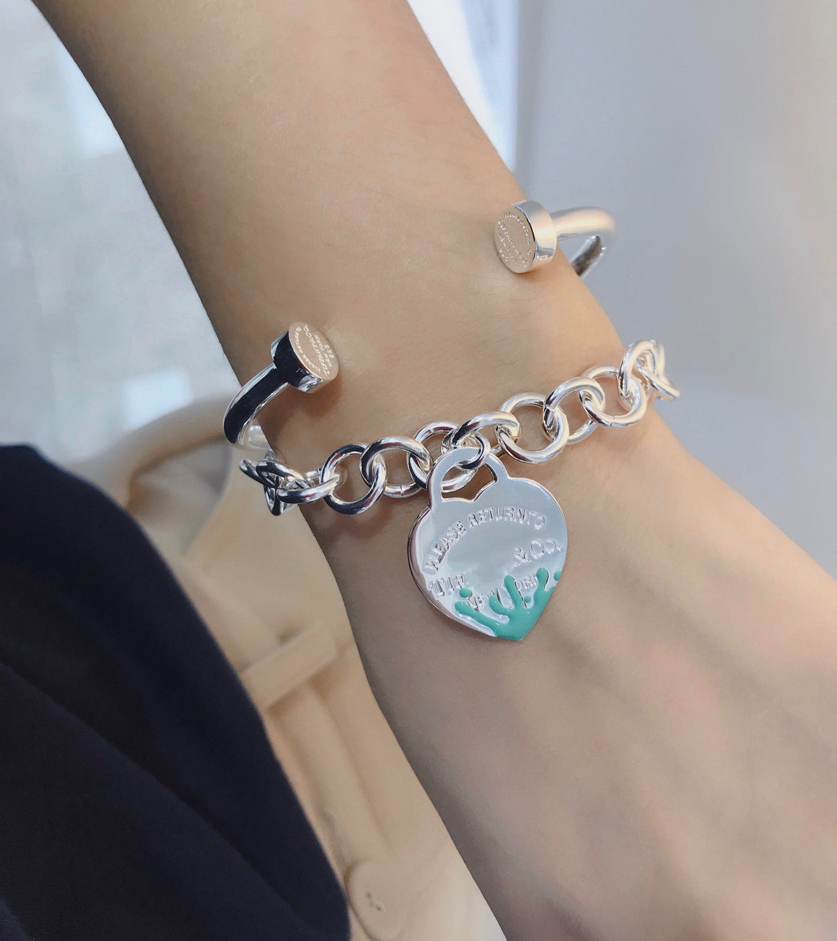 [Eterna Jewels]LOVE HEART RETURN TO TIF SILVER BRACELET