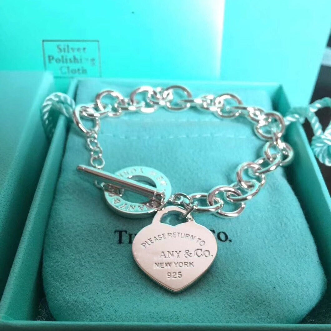 [Eterna Jewels]LOVE HEART PIN BUCKLE RETURN TO TIF SILVER BRACELET